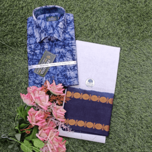 Sungudi Cotton Sarees | Combo Collection | White and Navy Blue Sungudi Cotton Saree with Tie-dye Pattern cotton shirt