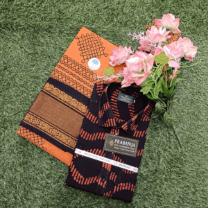 Sungudi Cotton Sarees | Combo Collection | Orange and Black Sungudi Cotton Saree with Ikat Pattern cotton shirt