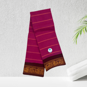 Prabanja Sungudis Zari Velthari Sungudi Cotton Saree | Magenta with Brown Border Sungudi Cotton Velthari Saree