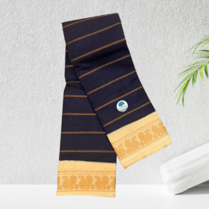 Prabanja Sungudis Zari Velthari Sungudi Cotton Saree | Navy Blue with Off-white Border Sungudi Cotton Velthari Saree