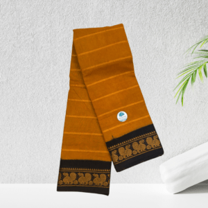 Prabanja Sungudis Zari Velthari Sungudi Cotton Saree | Mustard with Black Border Sungudi Cotton Velthari Saree