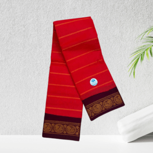 Prabanja Sungudis Zari Velthari Sungudi Cotton Saree | Red with Maroon Border Sungudi Cotton Velthari Saree