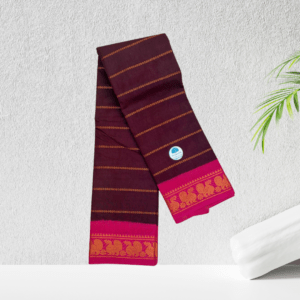 Prabanja Sungudis Zari Velthari Sungudi Cotton Saree | Deep Wine with Rani Pink Border Sungudi Cotton Velthari Saree