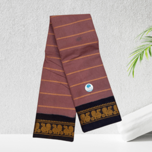 Prabanja Sungudis Zari Velthari Sungudi Cotton Saree | Dusty Brown with Navy Blue Border Sungudi Cotton Velthari Saree
