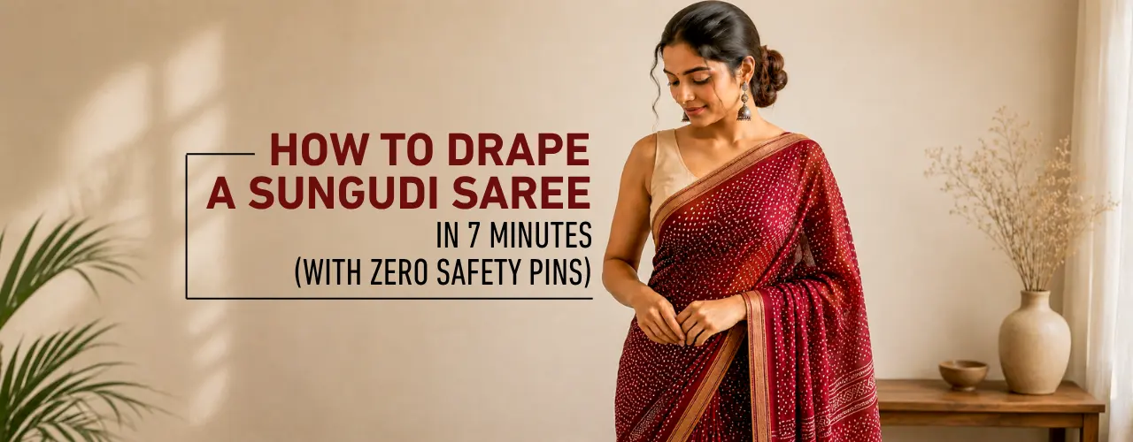 How to Drape a Sungudi Saree