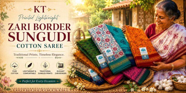 KT Printed Sungudi Cotton Saree