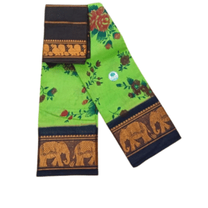 Sungudi Poonam Cotton Saree for Women | Parrot green with Black Zari Border | Elegant Ethnic Saree with Blouse Piece (Copy)