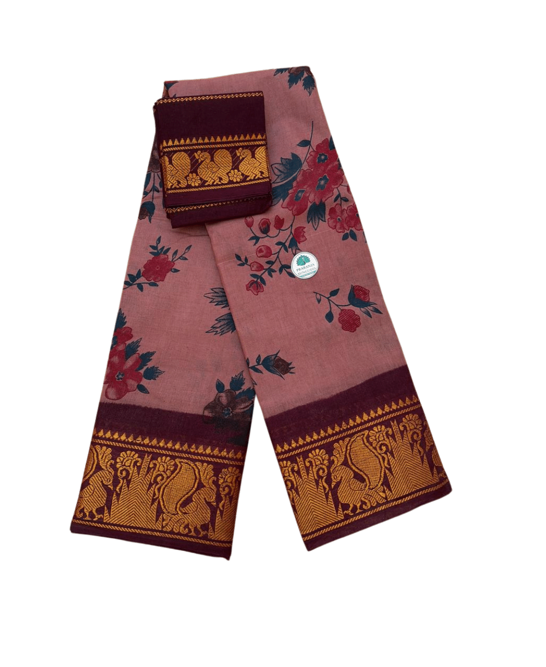 Sungudi Poonam Cotton Saree for Women | Dusty Rose with Maroon Border | Elegant Ethnic Saree with Blouse Piece