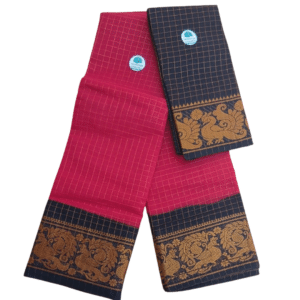 Prabanja Sungudi Zari Kattam Saree – Red with Black Border (With Blouse)
