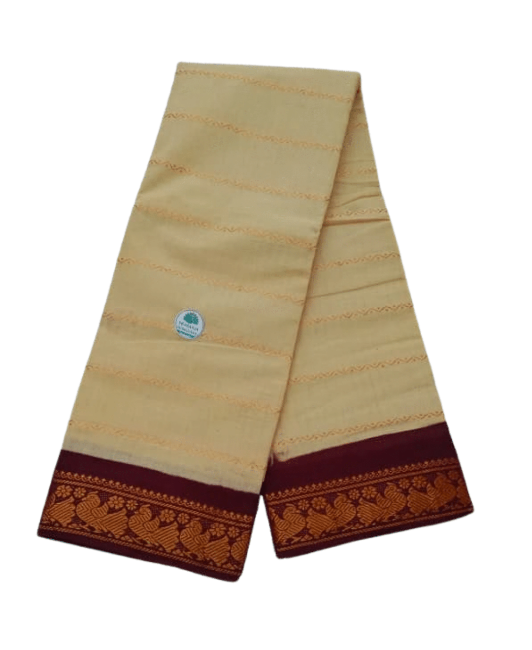 Sungudi Cotton Saree for Women, Velthari Sungudi Saree, Cotton, Off White with Maroon Zari Border with Peacock Motif with Running Blouse, Lightweight Wear Cotton