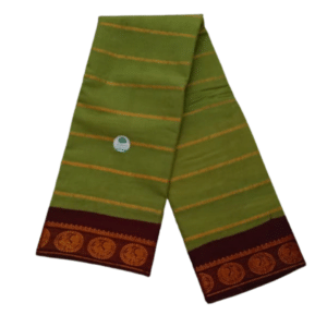 Sungudi Cotton Saree for Women, Velthari Sungudi Saree, Cotton, Green with Maroon Zari Border with Peacock Motif with Running Blouse, Lightweight Wear Cotton