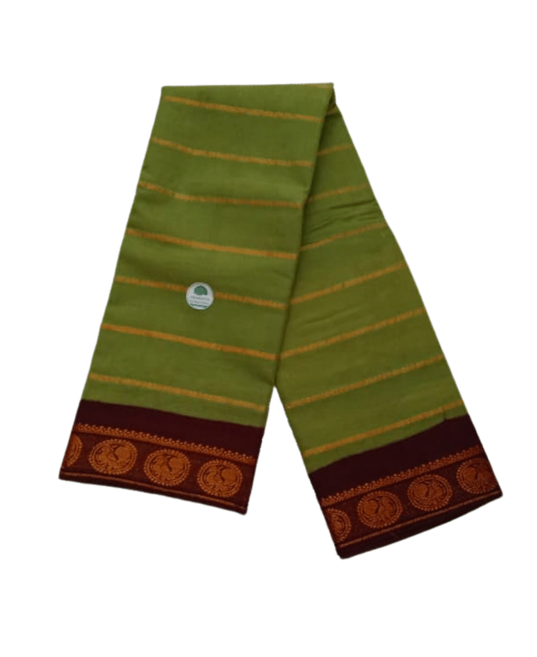 Sungudi Cotton Saree for Women, Velthari Sungudi Saree, Cotton, Green with Maroon Zari Border with Peacock Motif with Running Blouse, Lightweight Wear Cotton