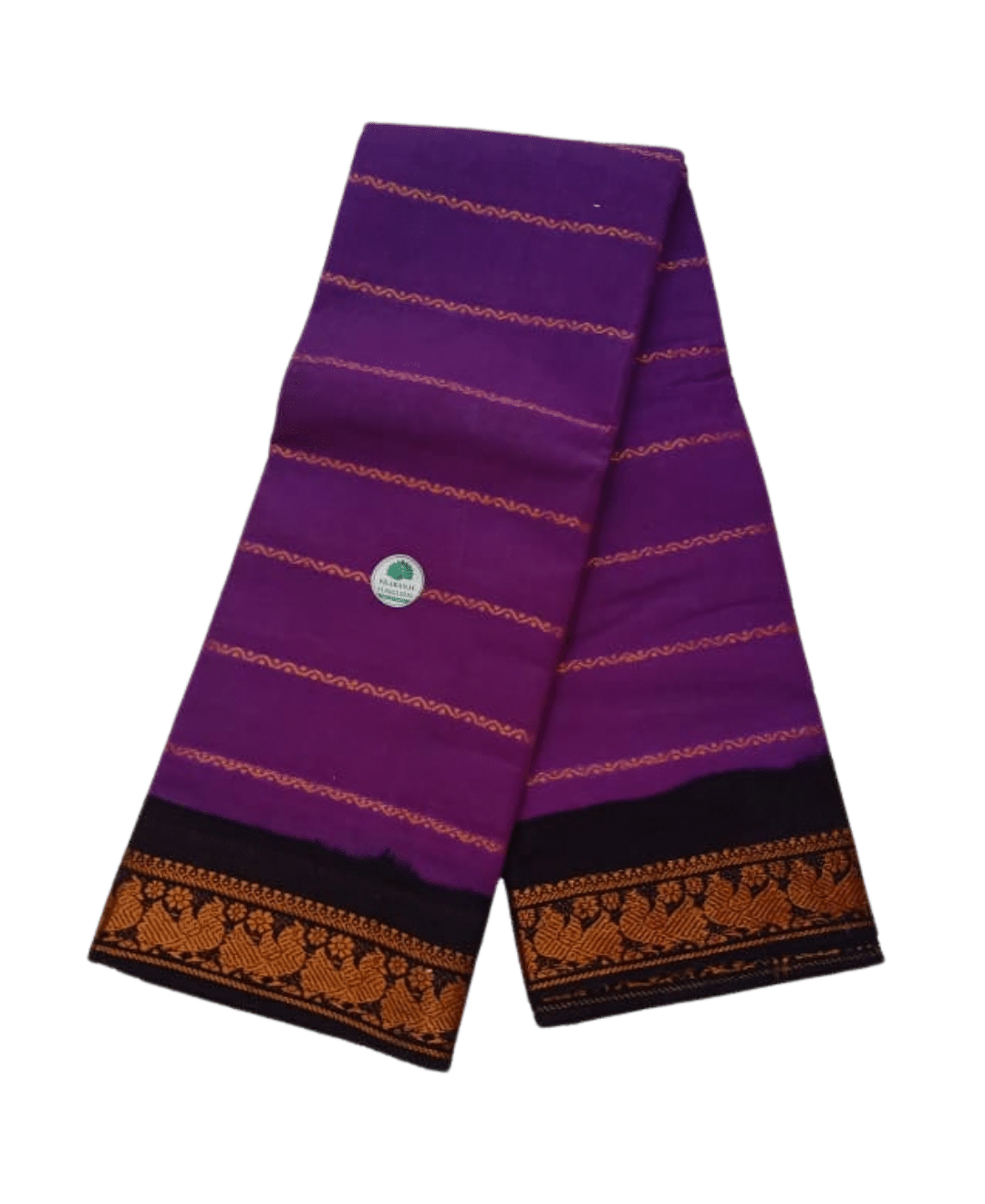 Sungudi Cotton Saree for Women, Velthari Sungudi Saree, Cotton, Purple with Navy Blue Zari Border with Peacock Motif with Running Blouse, Lightweight Wear Cotton