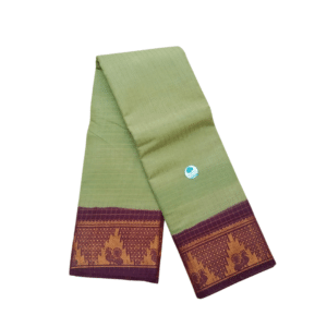 Prabanja Sungudi Zari Kattam Saree – Pista Green with Maroon Border (With Running Blouse)