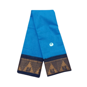 Prabanja Sungudi Zari Kattam Saree – Sky Blue with Navy Blue Border (With Running Blouse)