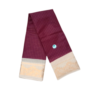 Prabanja Sungudi Zari Kattam Saree – Maroon with Cream Border (With Running Blouse)