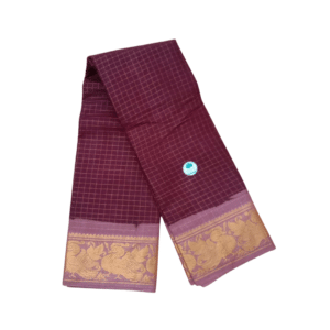 Prabanja Sungudi Zari Kattam Saree – Dark Wine with Onion Pink Border (With Running Blouse)