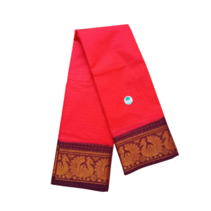 Prabanja Sungudi Zari Kattam Saree – Red with Maroon Border (With Running Blouse)