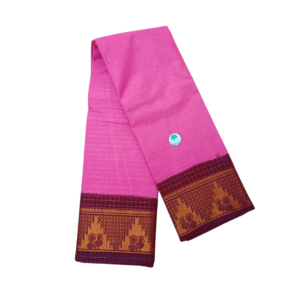 Prabanja Sungudi Zari Kattam Saree – Pink with Maroon border (With Running Blouse)