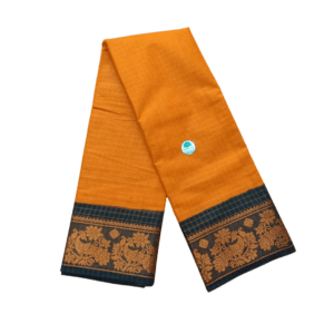 Prabanja Sungudi Zari Kattam Saree – Mango Yellow with Peacock Green Border (With Running Blouse)