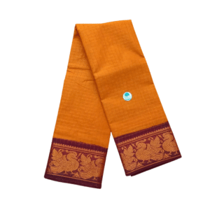 Prabanja Sungudi Zari Kattam Saree – Mango Yellow with Maroon Border (With Running Blouse)